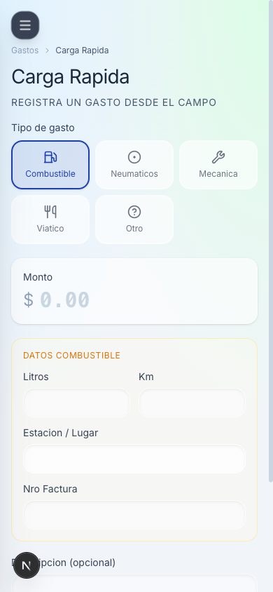 Formulario de gasto rápido