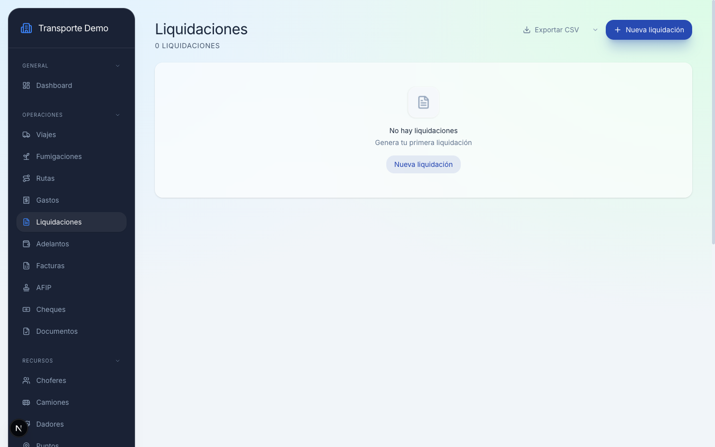 Listado de liquidaciones